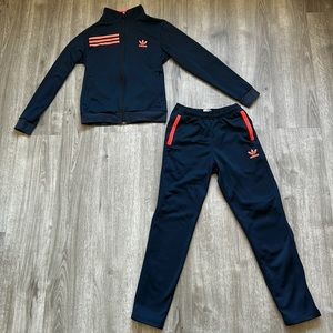 Adidas Blue and Red Tracksuit
